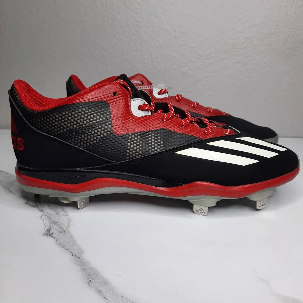 Adidas Litestrike Ironskin Baseball Softball Cleats Men's Size 13.5 Black Red